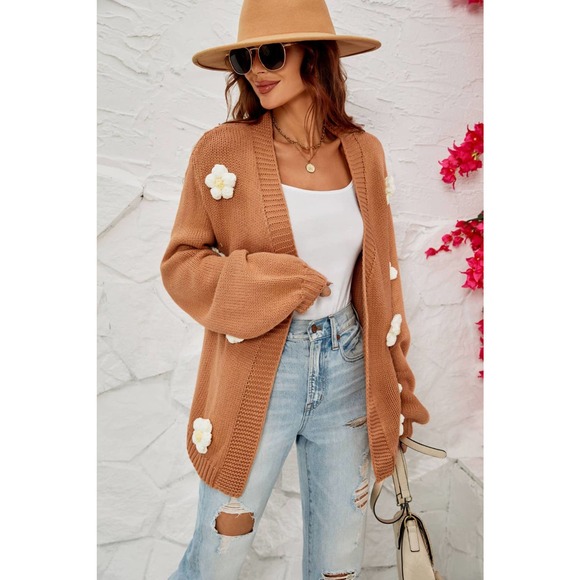 Flower Detail Open Front Cardigan - Picture 5 of 5